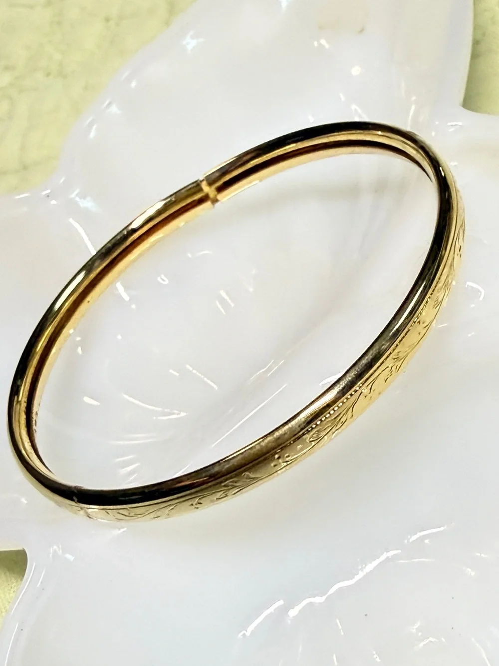 Girls' gold toned hinged engraved bangle bracelet - 2 sizes 1.75” & 2” NWOT